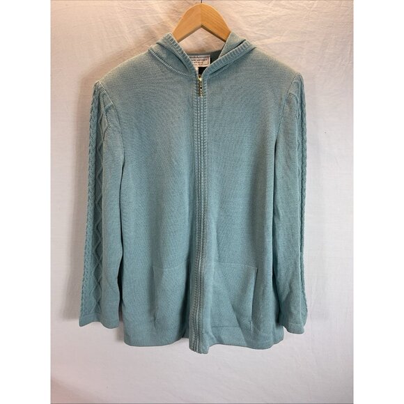 ST. JOHN Sport Wool Blend Full‎ Zip Up hoodie Cardigan Size S Old money Blue - Picture 1 of 9